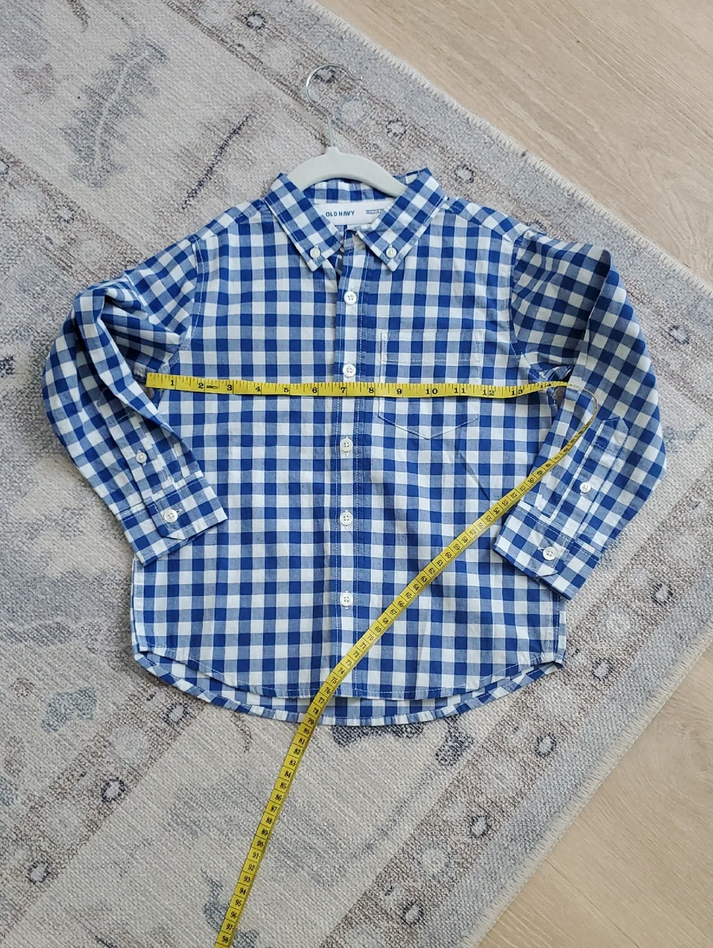 NWOT Old Navy Boys Blue Gingham Button - Down Shirt Built-in Flex SzXS (5)